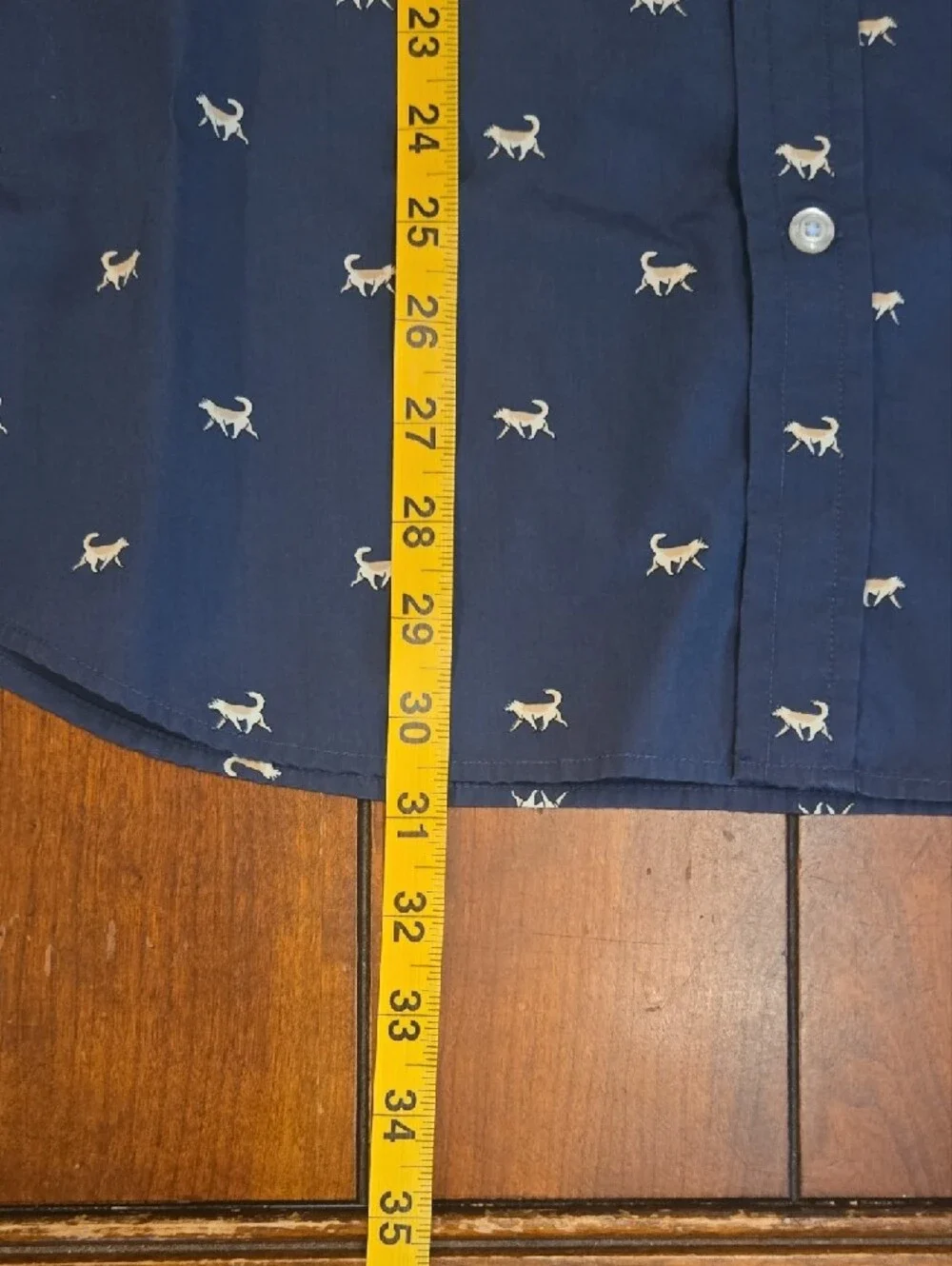 Banana Republic Navy Button-Down Shirt with Cream Dog Motif